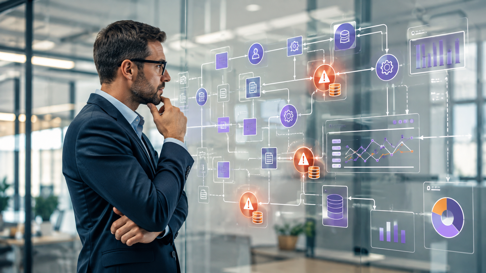 Profesional analizando procesos y costos empresariales con datos para identificar ineficiencias y tomar mejores decisiones.